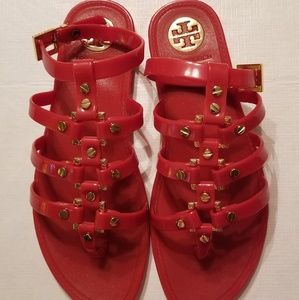 Tory Burch Jelly Vaughn sandal in Red/Gold size 7M